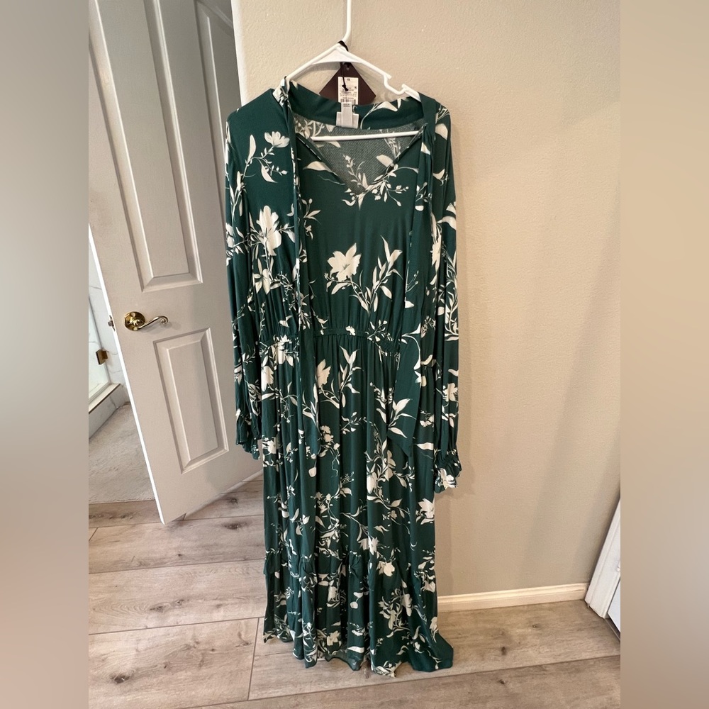 Long green white floral dress Target